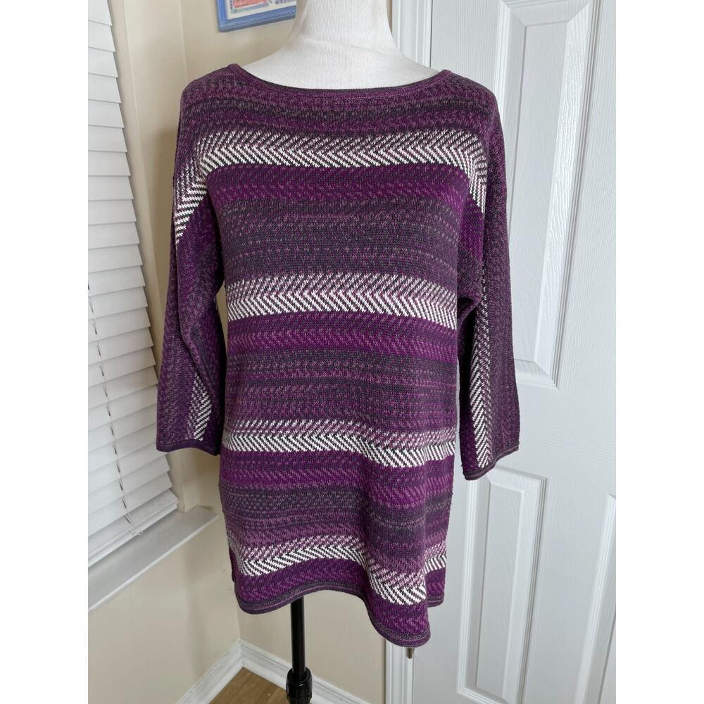 Chaps Denim Womens Pullover Sweater Size Large Veragated Purple Tunic